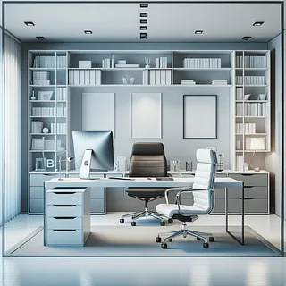 Realistic stock image of a clean office.